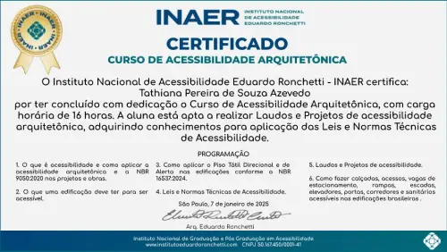 Certificado Ronchetti Acessibilidade